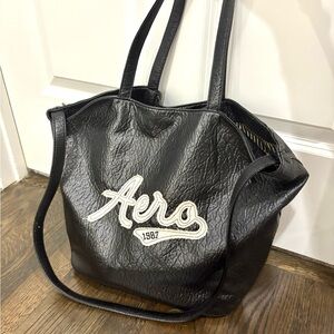 Aeropostale Black Leather Tote Bag